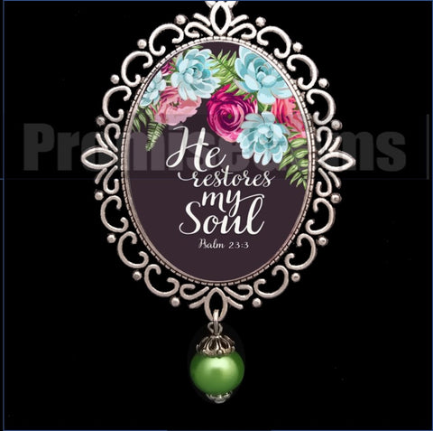 |He Restores My Soul Necklace - Inspirational Bible Verse Jewelry | PromiseGems