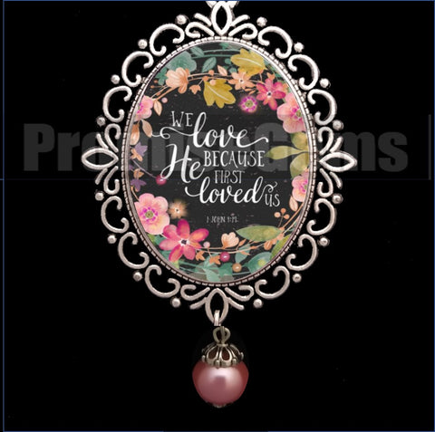 We love because He first loved us - Inspirational Bible Verse Jewelry | PromiseGems